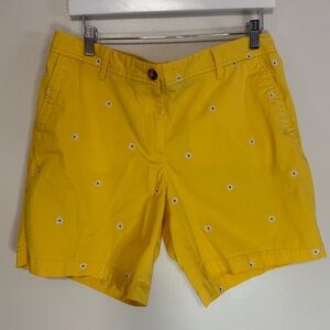 Talbots relaxed chino short Yellow with Floral Embroidered Shorts size 8